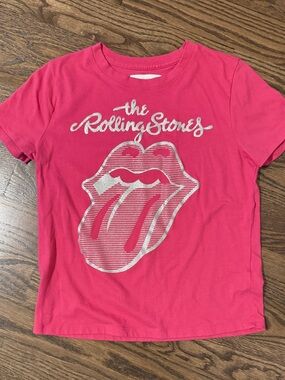 abercrombie kids Hot Pink Tee with Silver Rolling Stones Logo